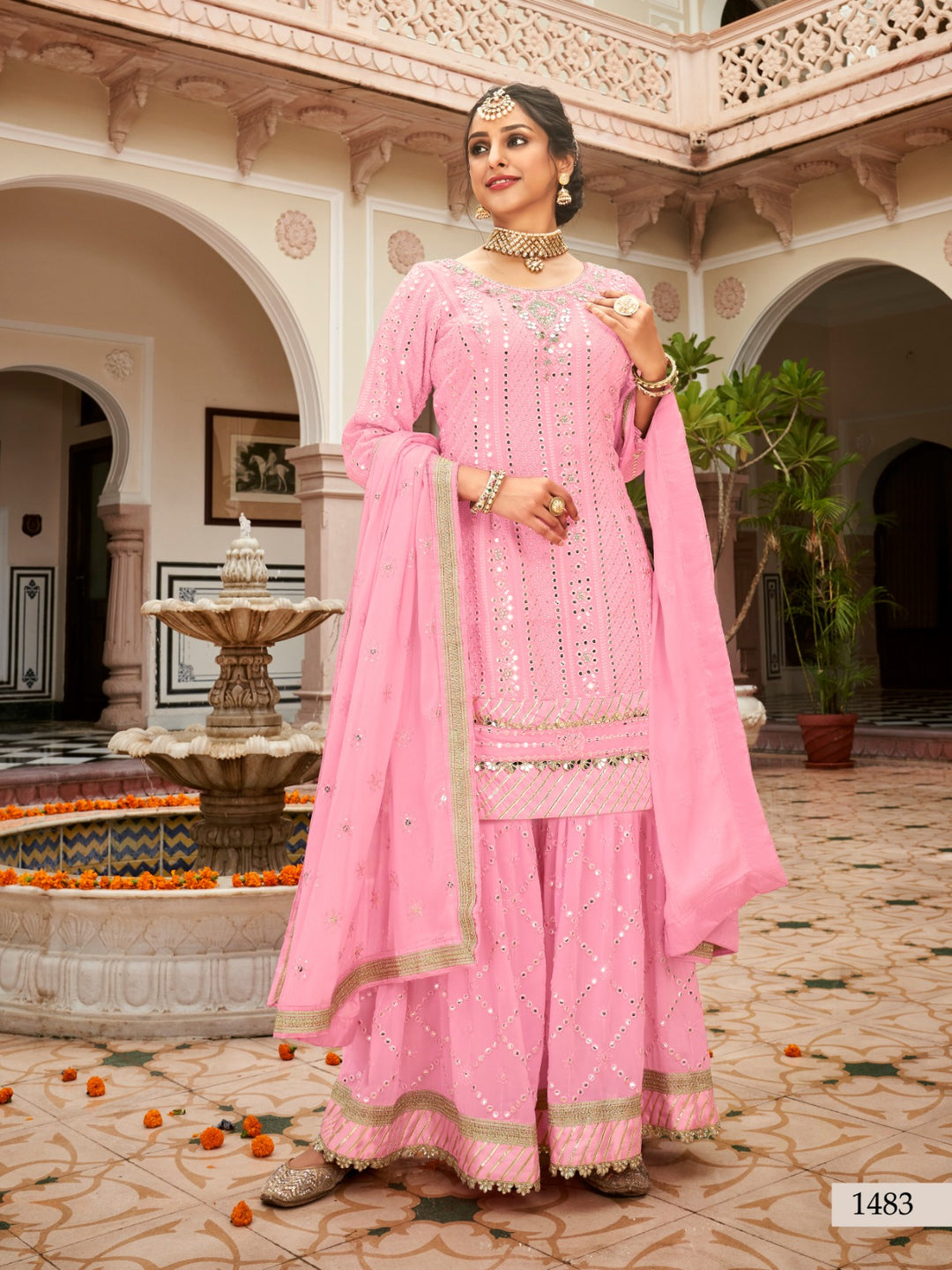 Elegant Heavy Embroidery Kurti sharara