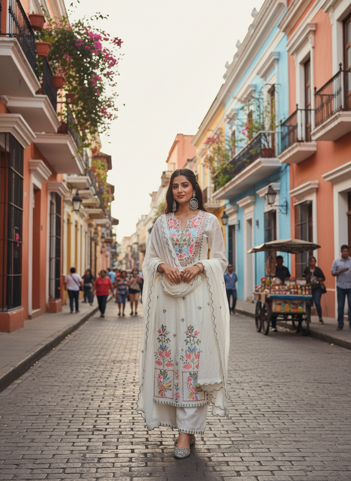 Embroidered Straight Kurti 3 Pc Suit
