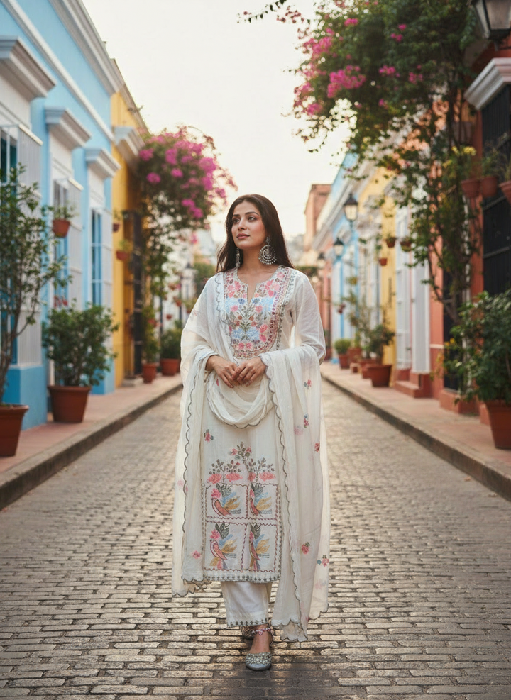 Embroidered Straight Kurti 3 Pc Suit
