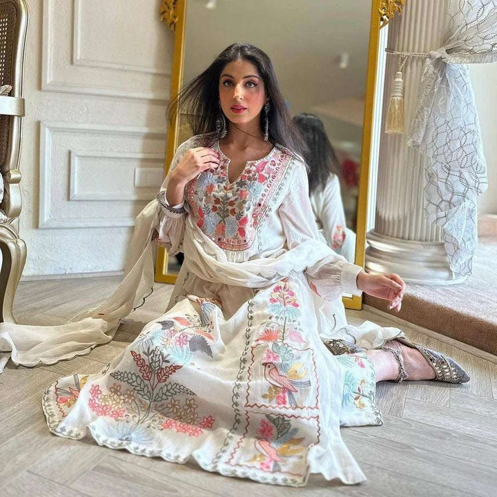 Embroidered Straight Kurti 3 Pc Suit Ready To Wear