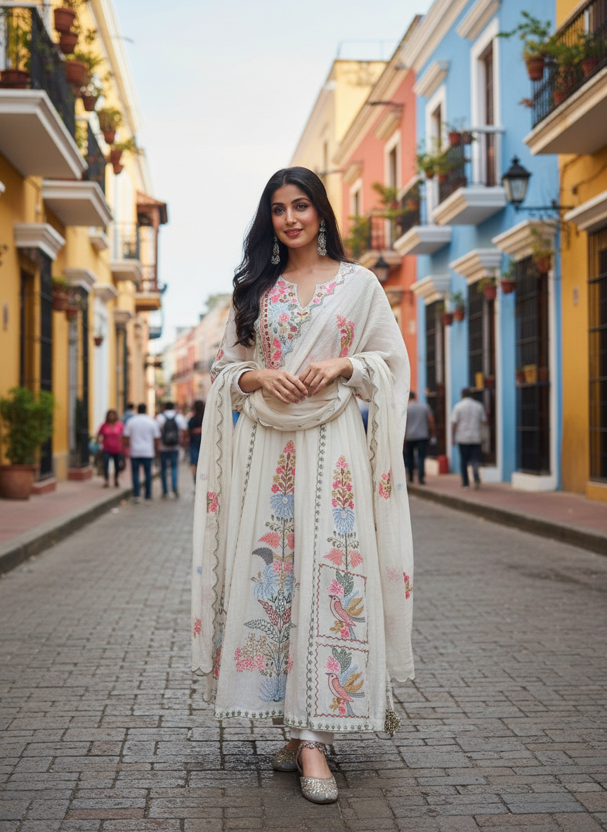 Embroidered Straight Kurti 3 Pc Suit