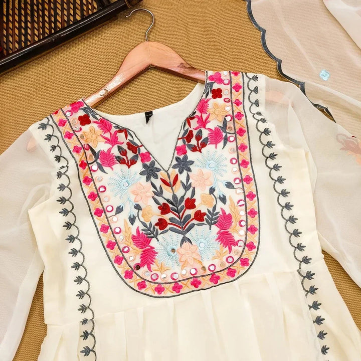 Embroidered Straight Kurti 3 Pc Suit Ready To Wear