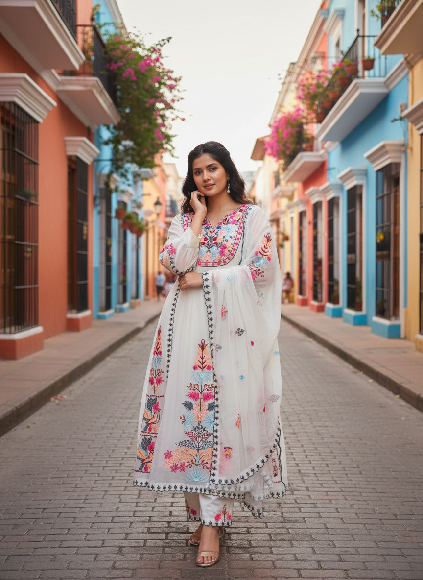 Embroidered Straight Kurti 3 Pc Suit