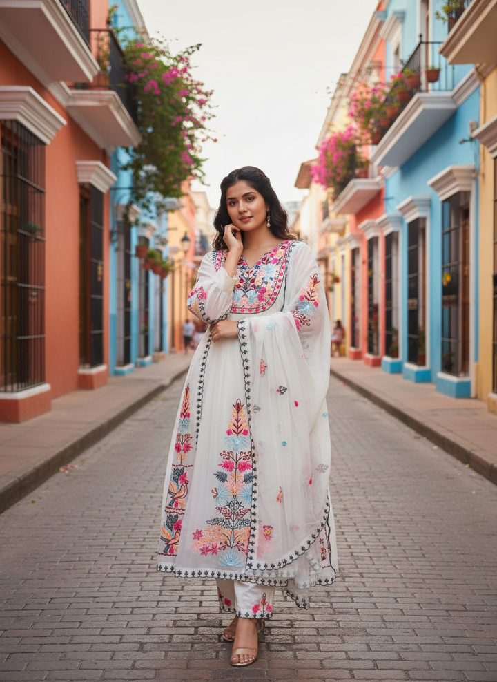 Embroidered Straight Kurti 3 Pc Suit