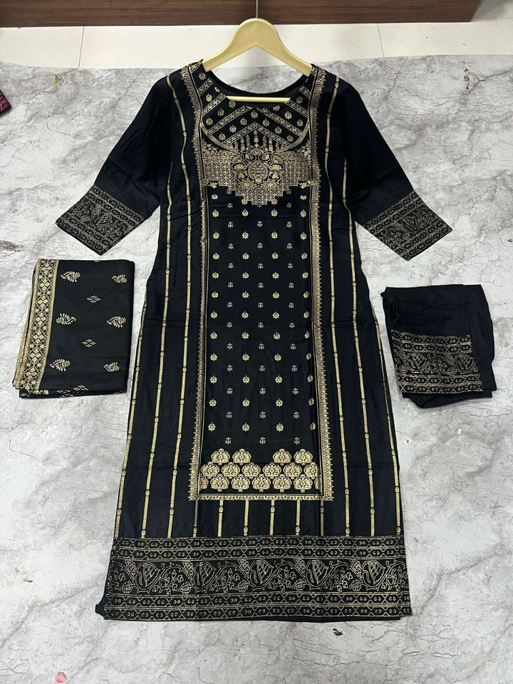 Rayon Salwar Suit With Print Work