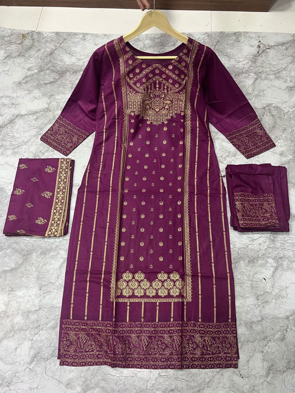 Rayon Salwar Suit With Print Work