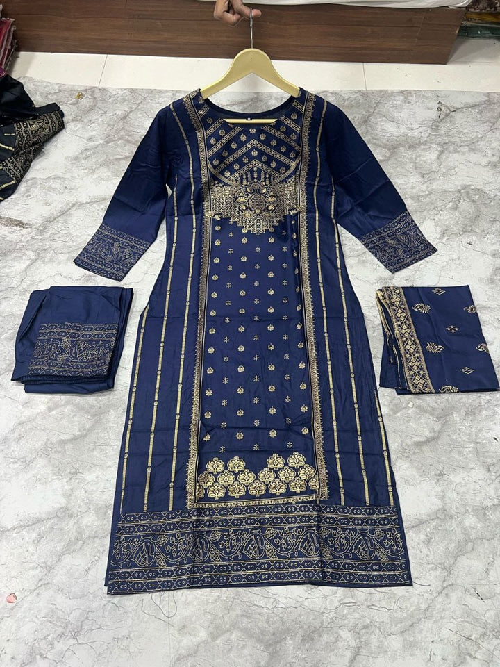 Rayon Salwar Suit With Print Work