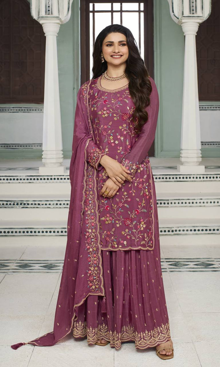 Multi Thread Embroidered Designer Sharara Suit