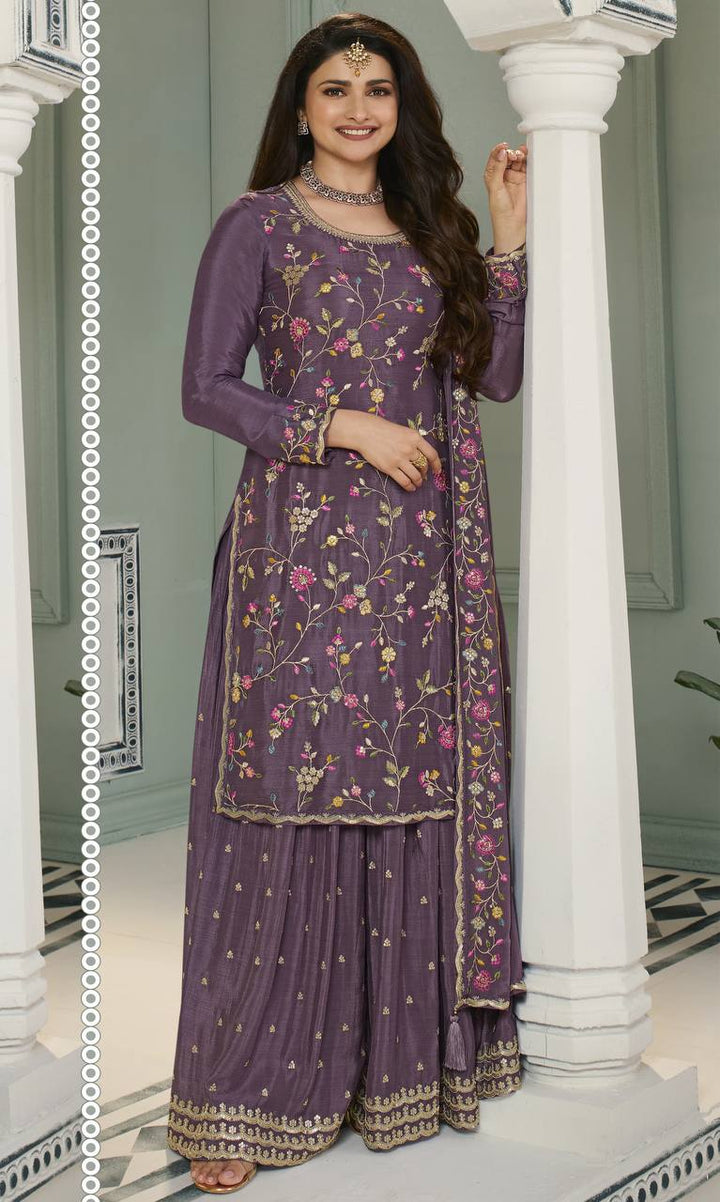 Multi Thread Embroidered Designer Sharara Suit