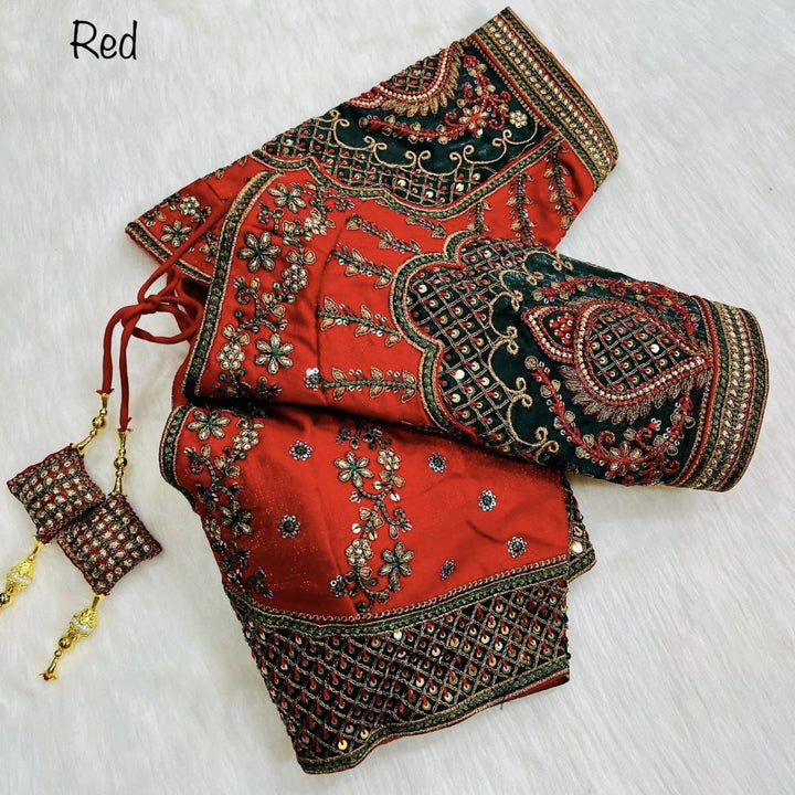 Copper Jari With 4 Sequence Heavy Embroidery Work Blouse