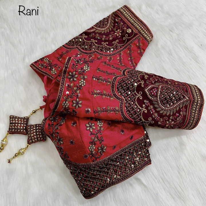 Copper Jari With 4 Sequence Heavy Embroidery Work Blouse