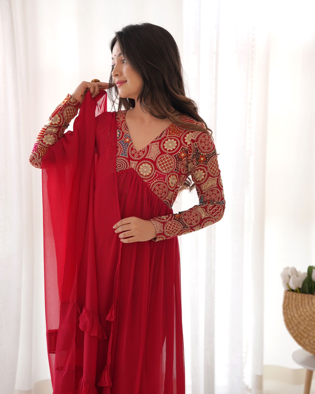 Pink Colour Georgette Gown Set