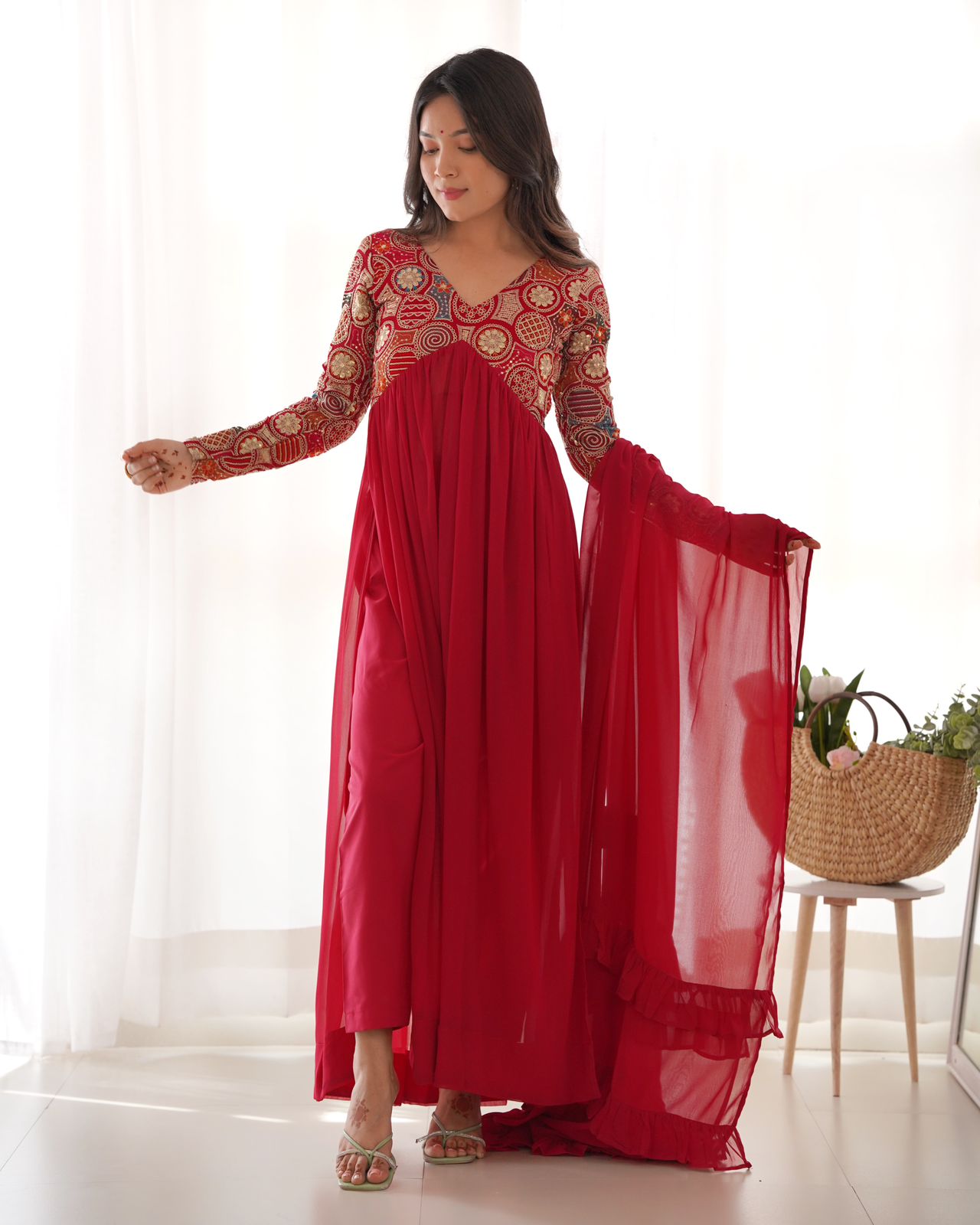 Pink Colour Georgette Gown Set