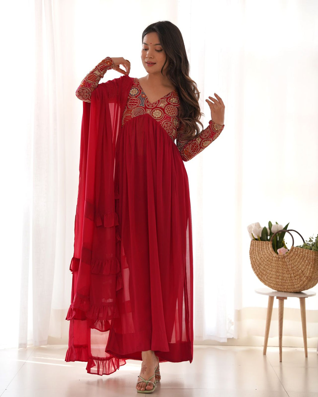 Pink Colour Georgette Gown Set