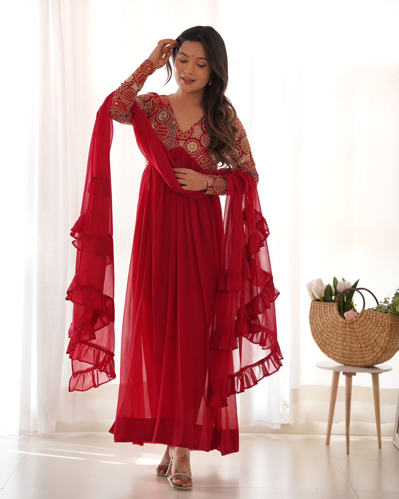 Pink Colour Georgette Gown Set