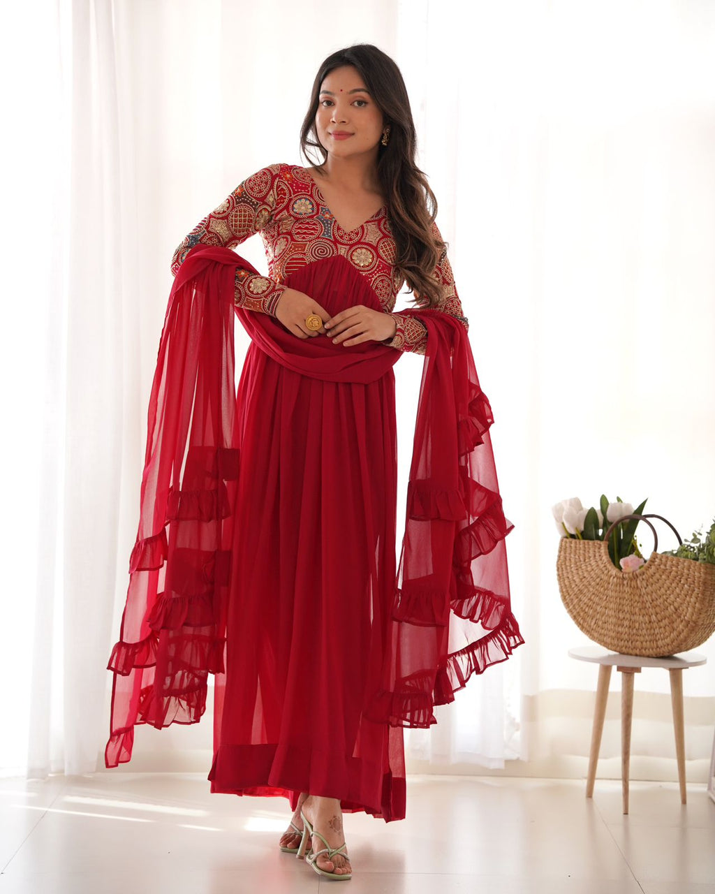 Pink Colour Georgette Gown Set