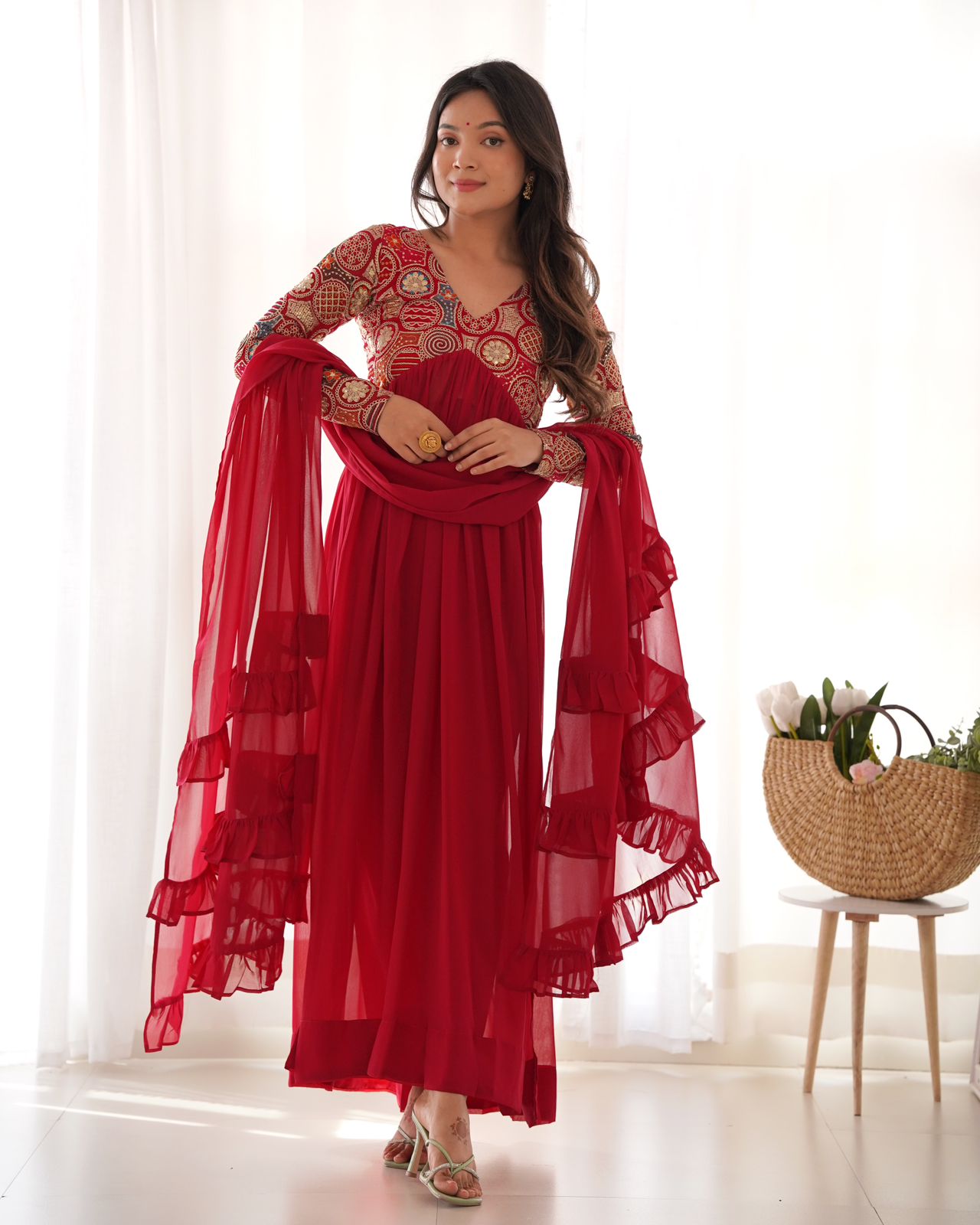Pink Colour Georgette Gown Set