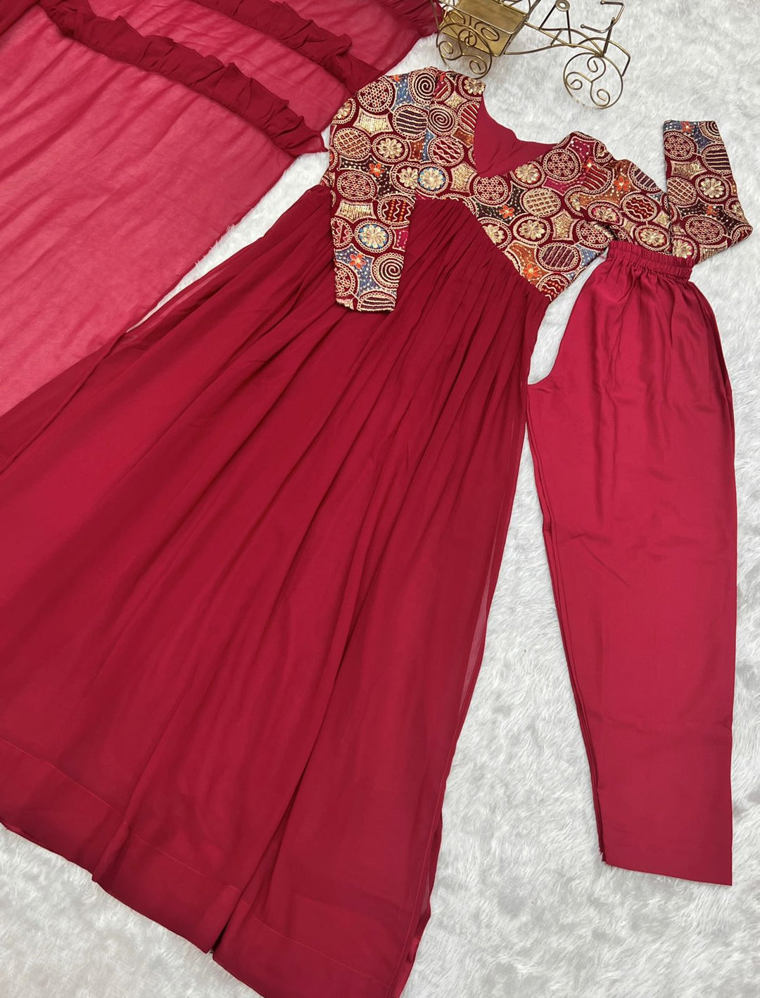 Pink Colour Georgette Kurta Set