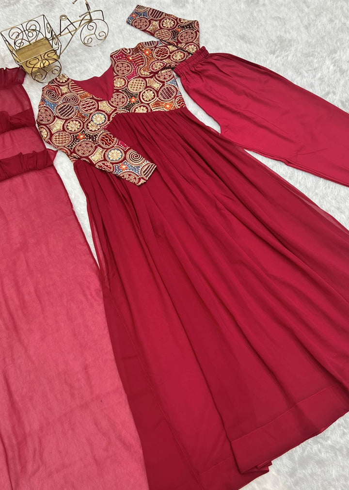 Pink Colour Georgette Kurta Set