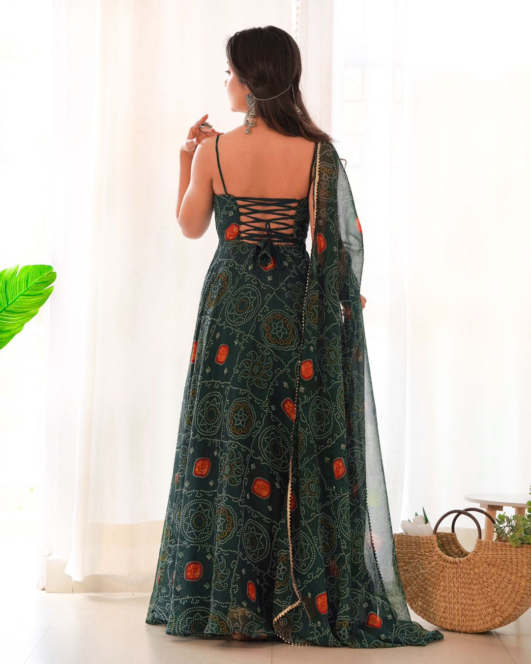 chiffon bandhani dress Bandhani Print Chiffon Anarkali Suit Gracious You
