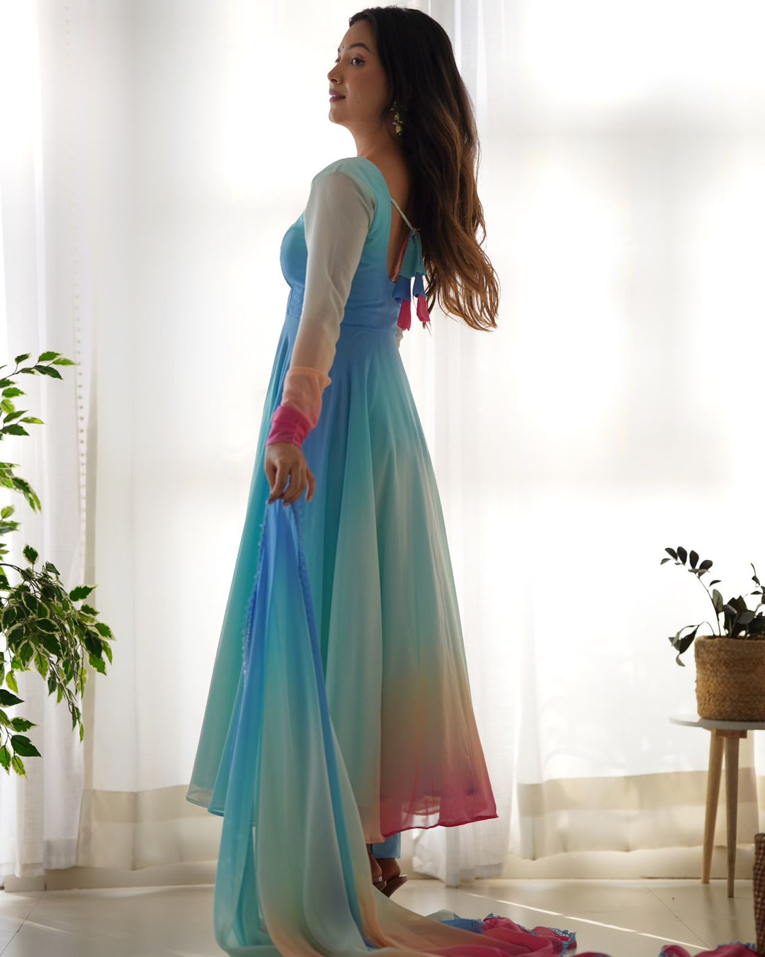 Pastel Color Ombre Georgette Anarkali Suit