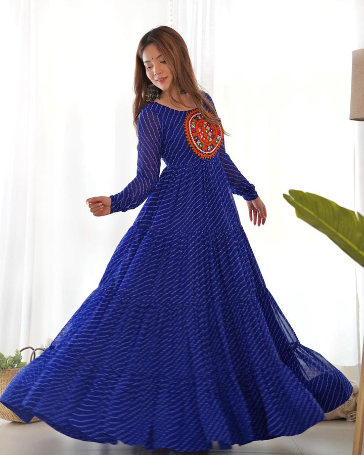 Pure Soft Faux Georgette Laheriya Print Anarkali Gown