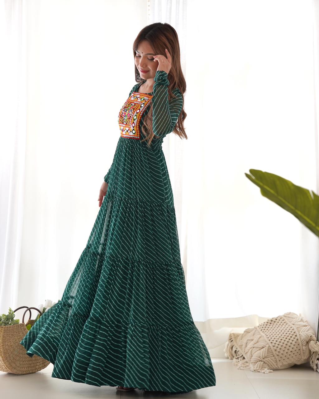 Pure Soft Faux Georgette Laheriya Print Anarkali Gown