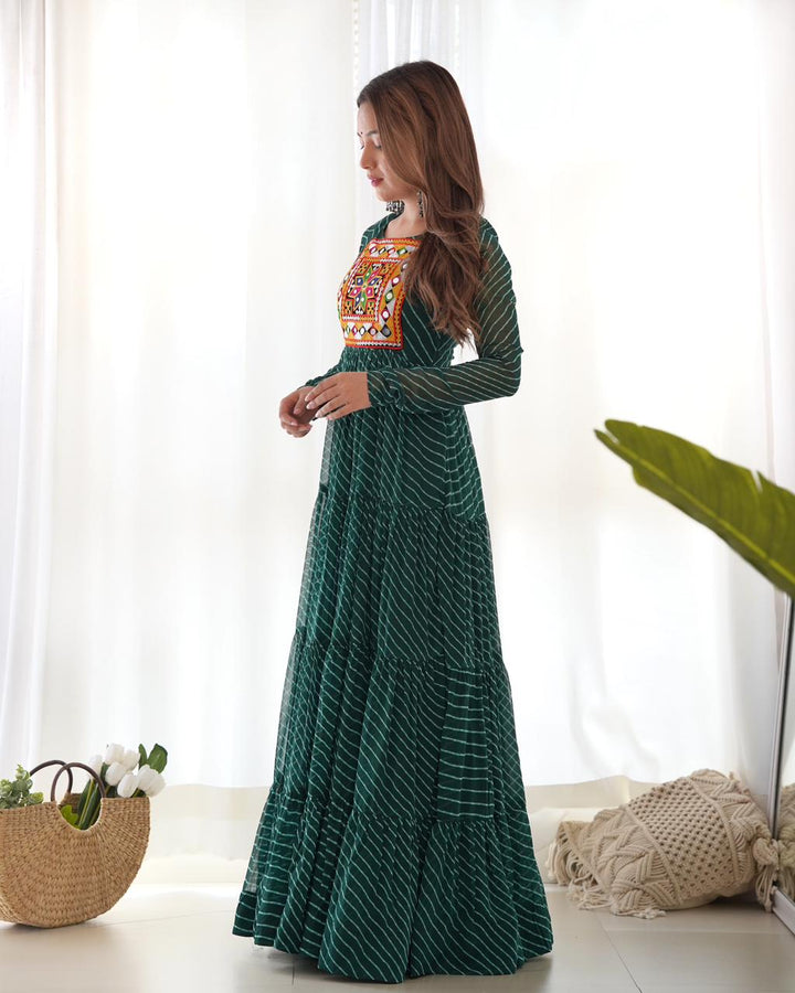 Pure Soft Faux Georgette Laheriya Print Anarkali Gown