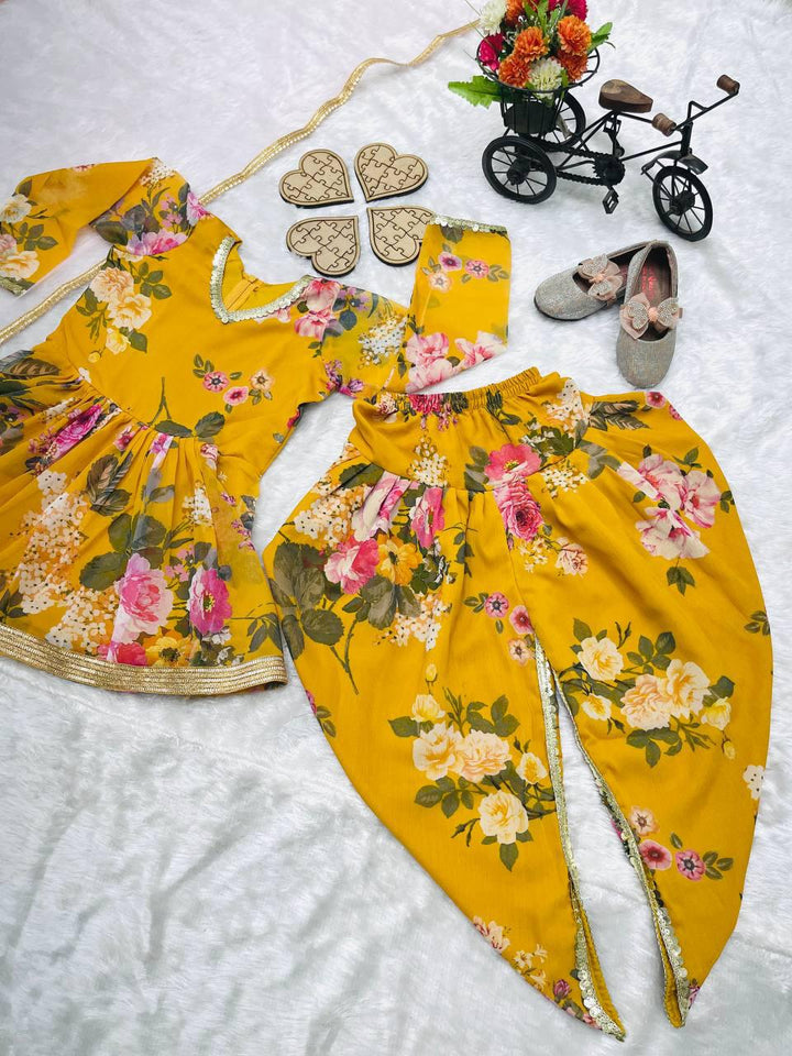 Stylish Top and Dhoti Shalwar Set with Dupatta