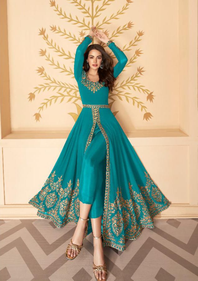 3 Piece Faux Georgette with Embroidery Work Suit