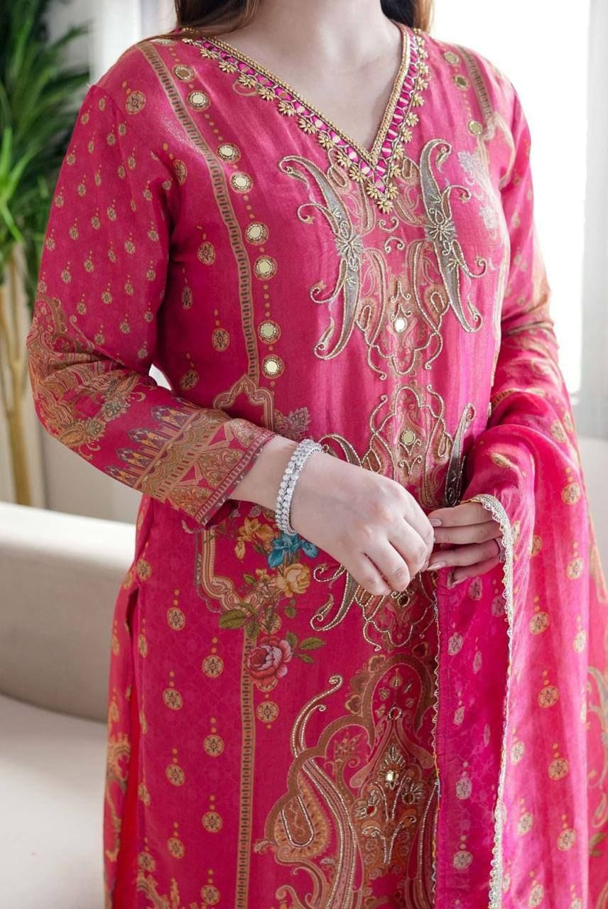 Premium Embroidery with Heavy Stonework Suit