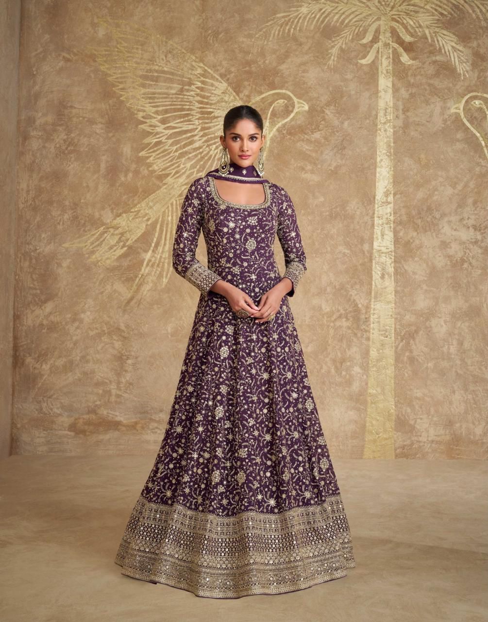 Heavy Embroidered Georgette Wedding Anarkali Gown