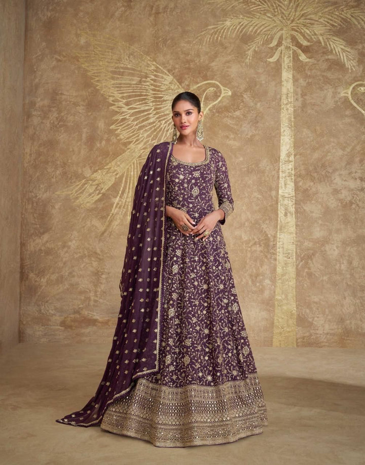 Heavy Embroidered Georgette Wedding Anarkali Gown