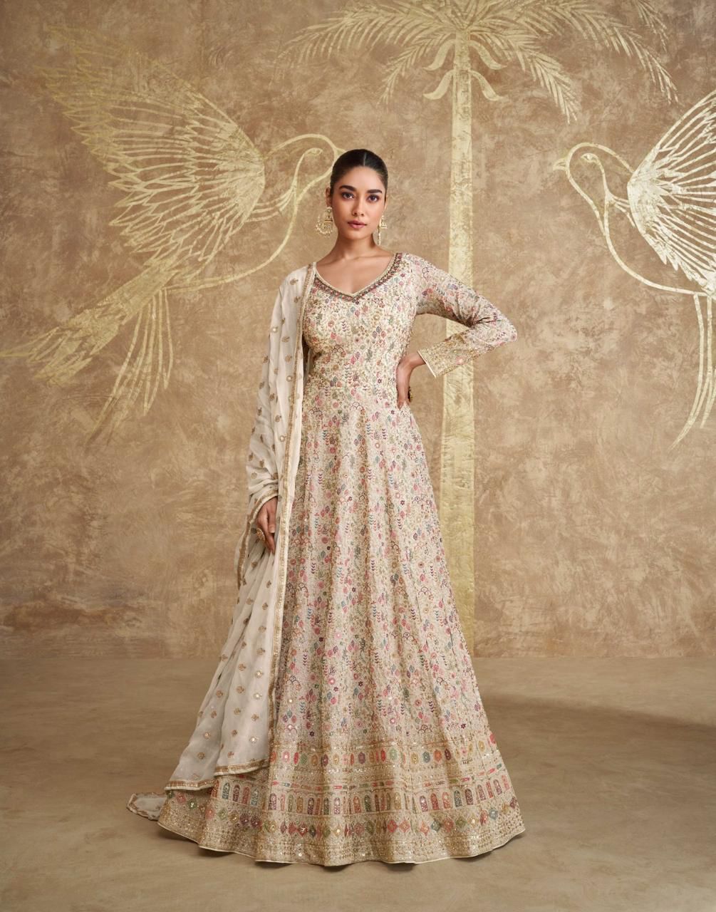 Heavy Embroidered Georgette Wedding Anarkali Gown