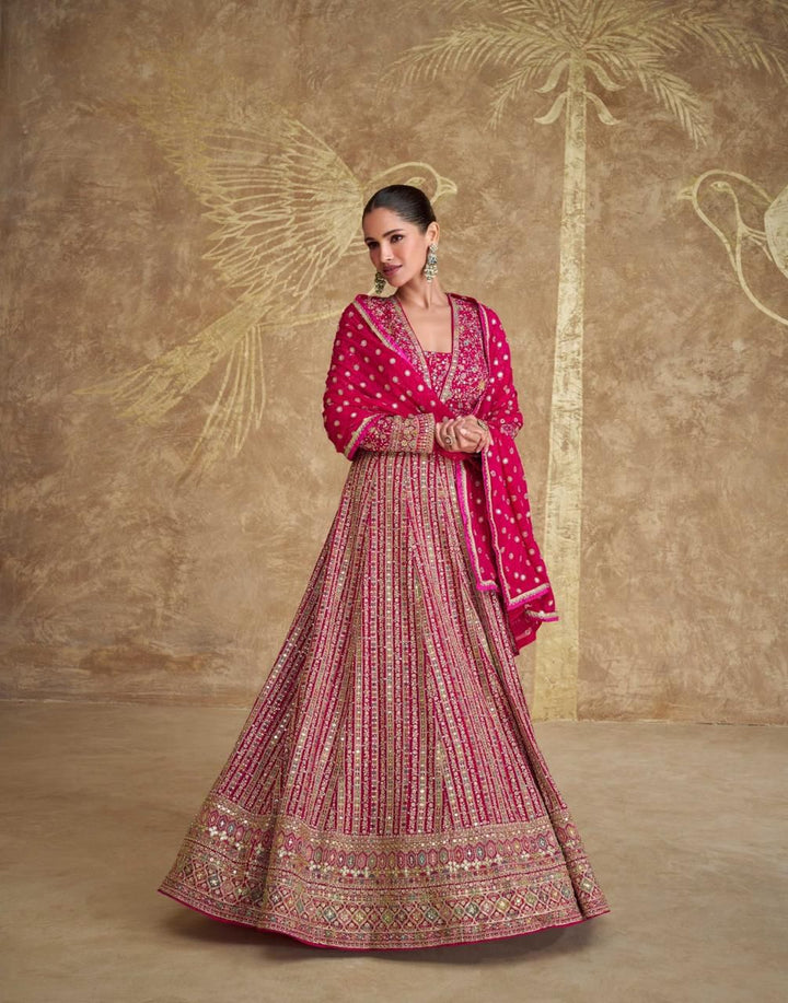 Heavy Embroidered Georgette Wedding Anarkali Gown