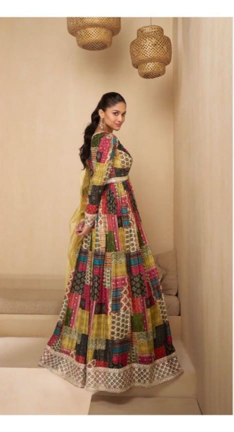 Charming Multicolor Floral Embroidered Anarkali Gown