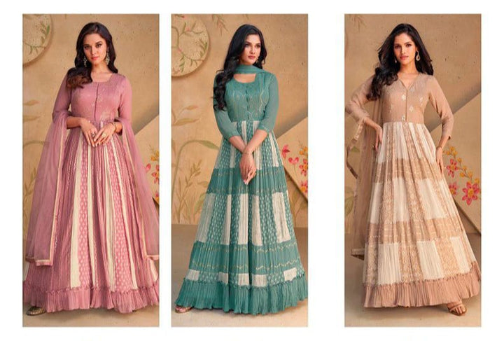 Georgette Embroidered Double Shade Anarkali Gown