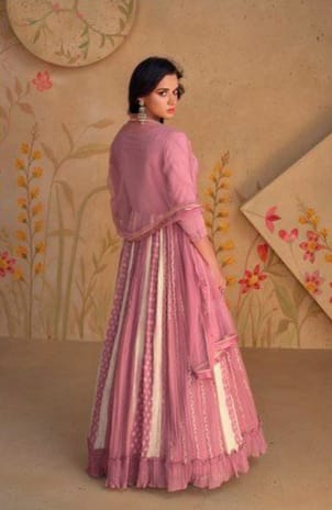 Georgette Embroidered Double Shade Anarkali Gown