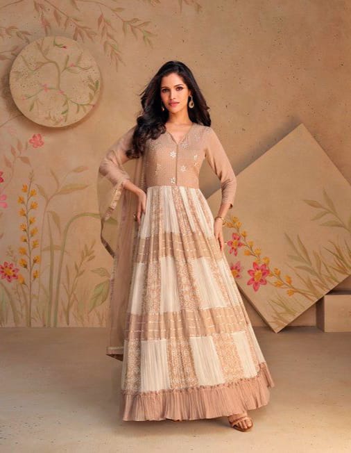 Georgette Embroidered Double Shade Anarkali Gown