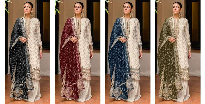 Fox Georgette Embroidery Sequins Work Suit