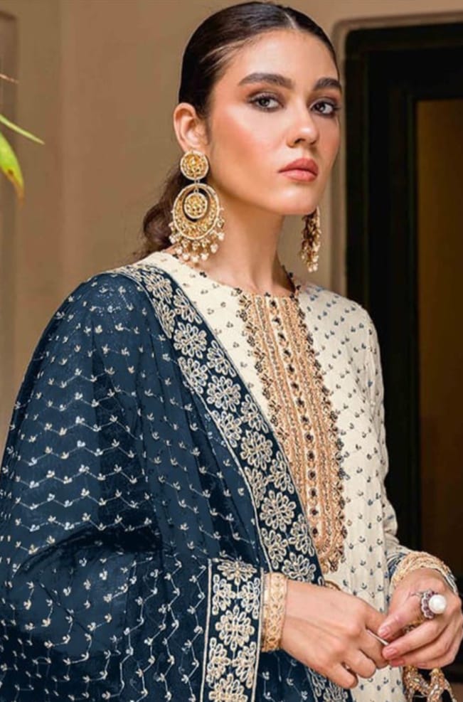 Fox Georgette Embroidery Sequins Work Suit