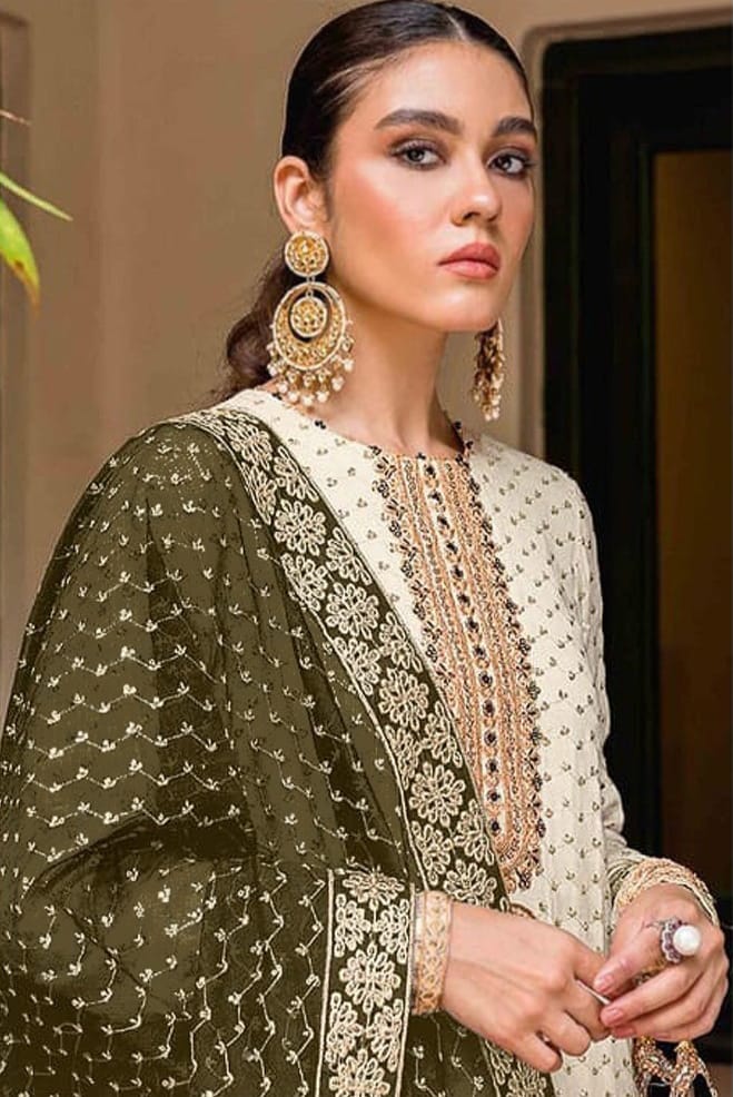 Fox Georgette Embroidery Sequins Work Suit