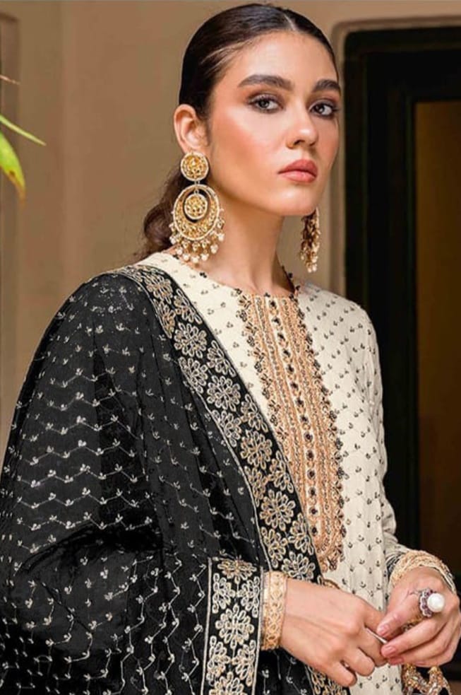 Fox Georgette Embroidery Sequins Work Suit