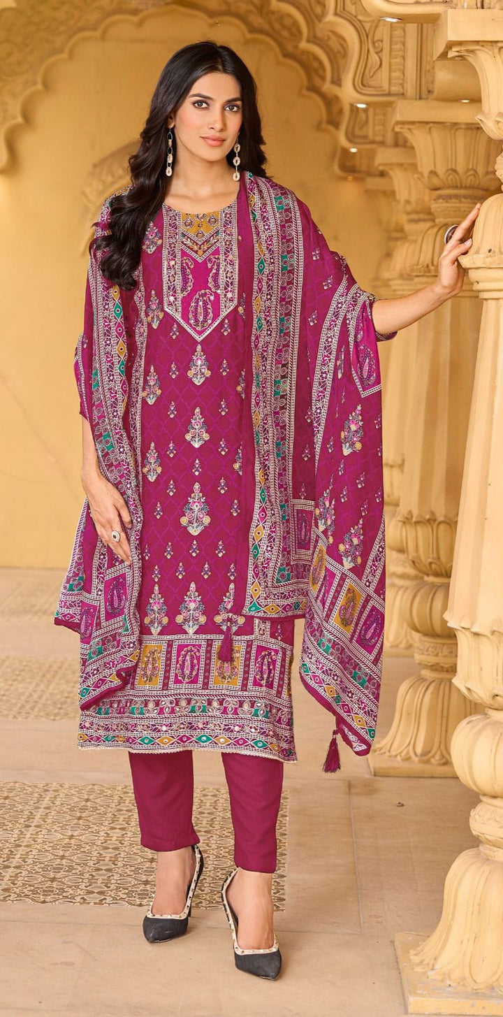 Digital Printed Pure Maslin 3-Piece Suit