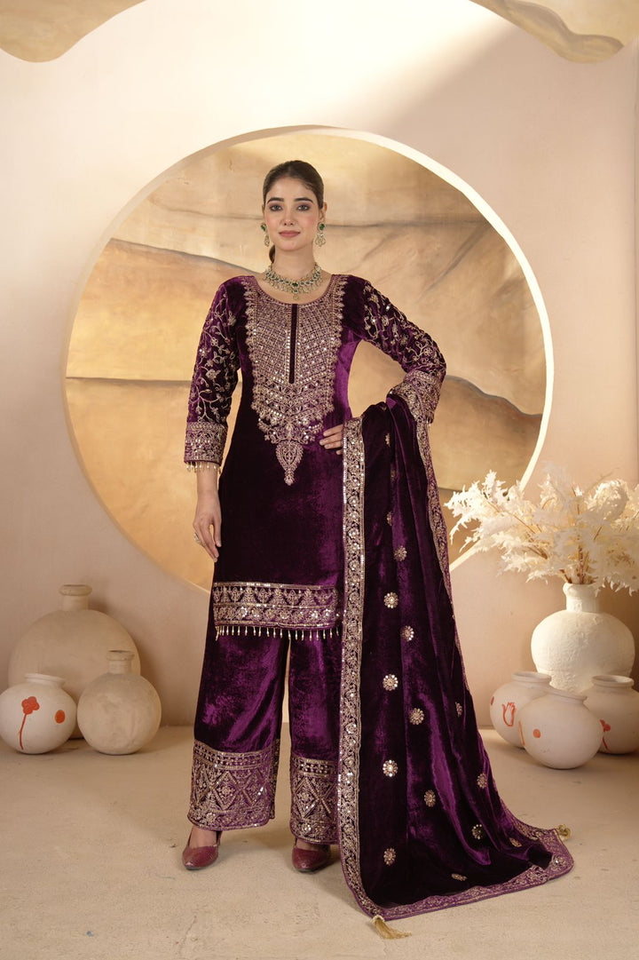 Luxurious Embroidered Viscose Velvet Suit