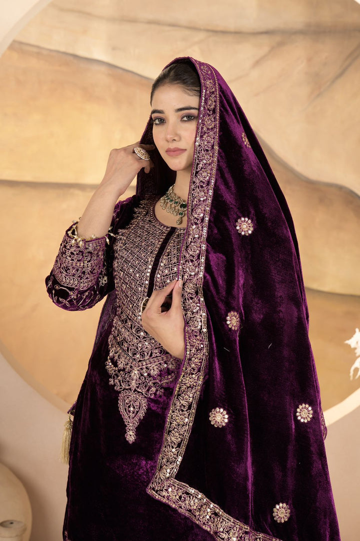 Luxurious Embroidered Viscose Velvet Suit