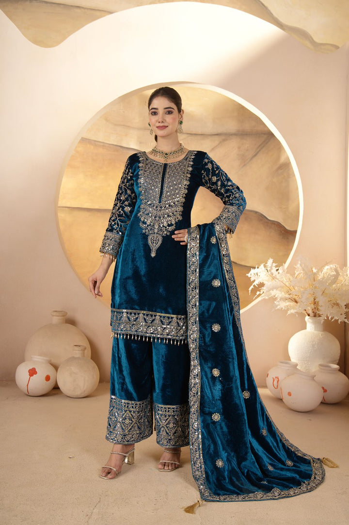 Luxurious Embroidered Viscose Velvet Suit