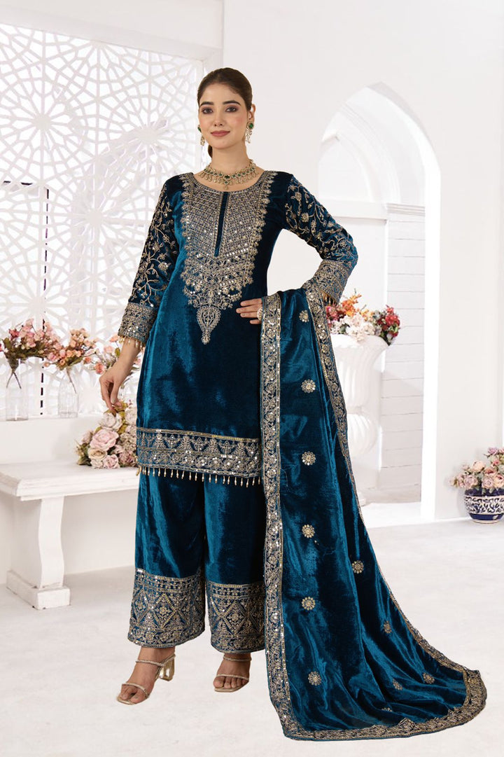 Luxurious Embroidered Viscose Velvet Suit