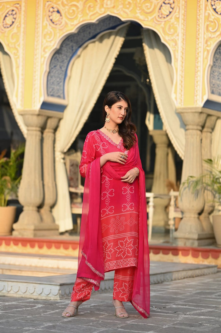 Soft Chinon Silk Sequence Embroidered Suit