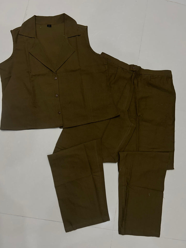 Cotton Flex Coord Suit with Pockets